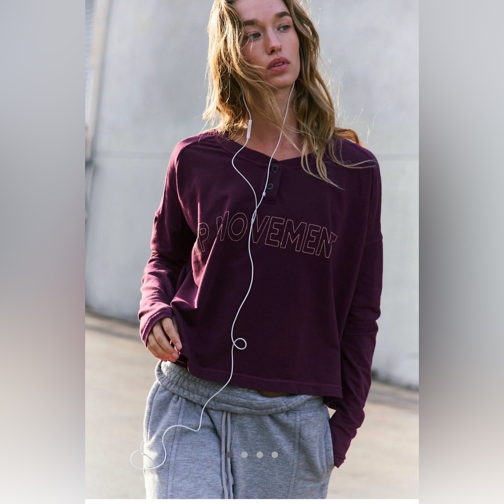NWT Free People FP Movement Now or Never Layer Black Cherry - Picture 2 of 6